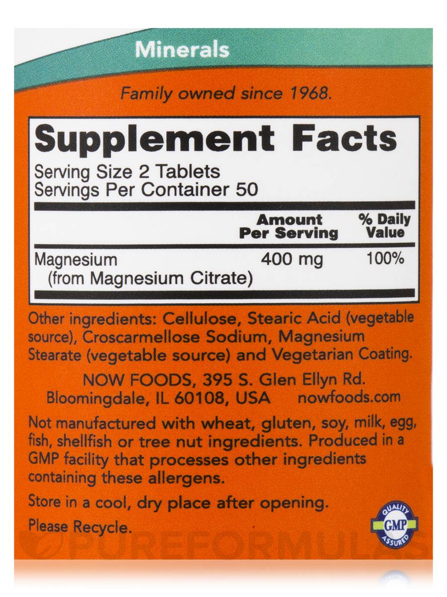 NOW Magnesium Citrate 200mg 100 